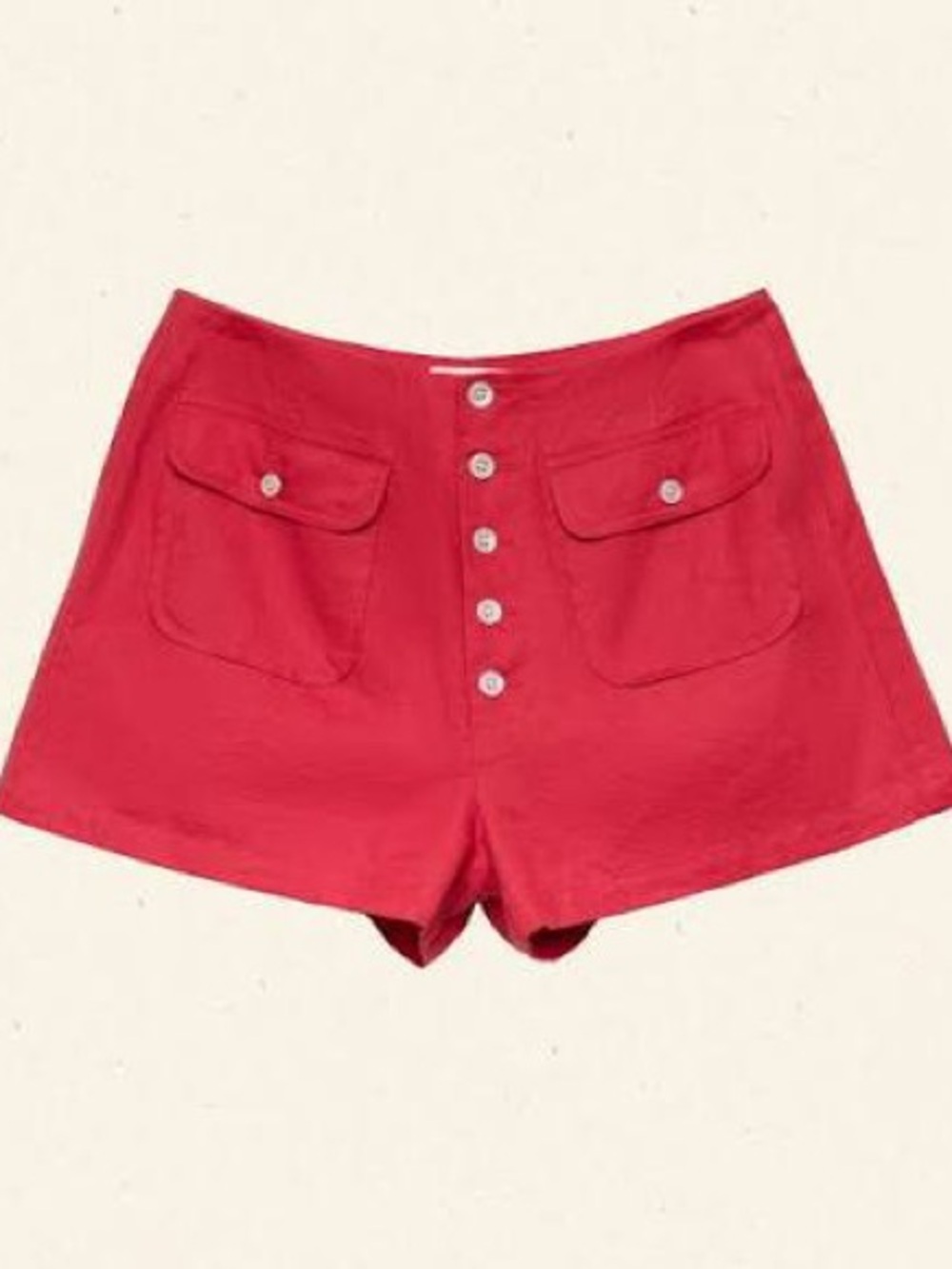 Doen Red High-Waist Button-Front Women's Shorts